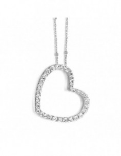 Collier argent rhodié coeur  empierré