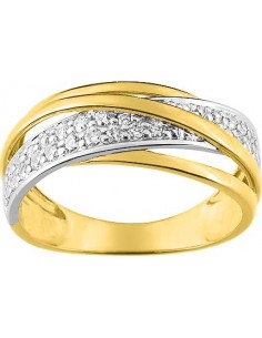 Bague bicolore empierrée