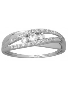 Bague trilogie or blanc oxydes de zirconium
