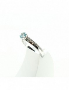Solitaire Zircon bleu accompagné 2