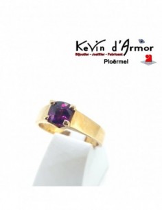 Bague or rouge grenat