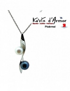 Pendentif perles de culture blanche et de Tahiti