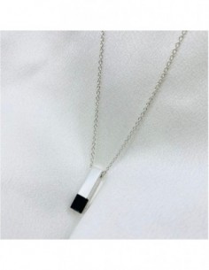 Collier pendentif argent et bois