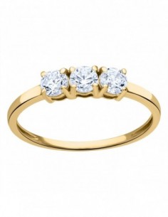 Bague or jaune, oxydes de zirconium