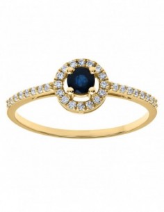 Bague or jaune saphir diamants