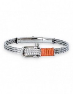 Bracelet acier manille cordon orange