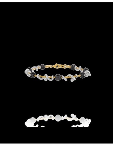 Bracelet bicolore argent/doré hématites