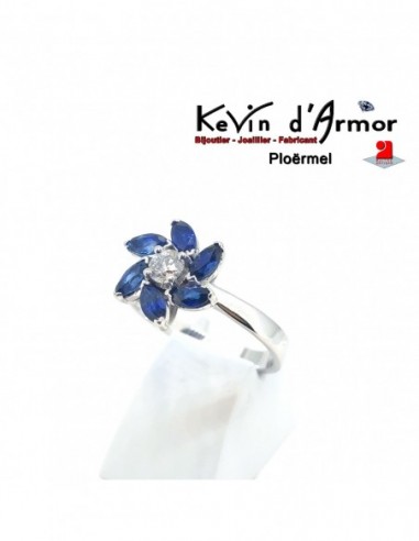 Bague Diamant et Saphirs navettes