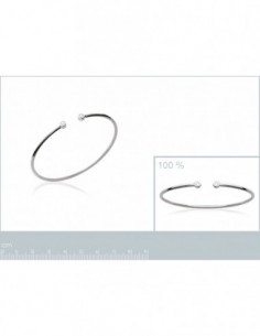 Bracelet jonc ouvert argent , 2 oxydes de zirconium