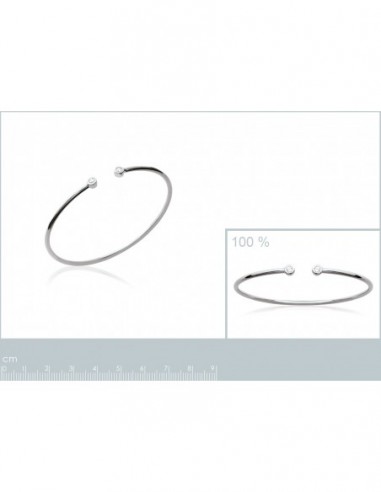 Bracelet jonc ouvert argent , 2 oxydes de zirconium