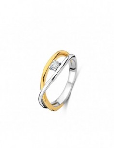 Bague solitaire bicolore