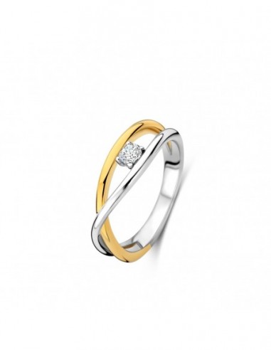 Bague solitaire bicolore