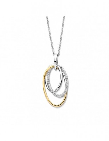 Collier pendentif empierré bicolore