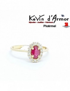 Bague à entourage Rubis Diamants