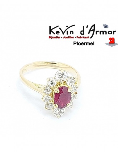 Bague Marguerite Rubis Diamants