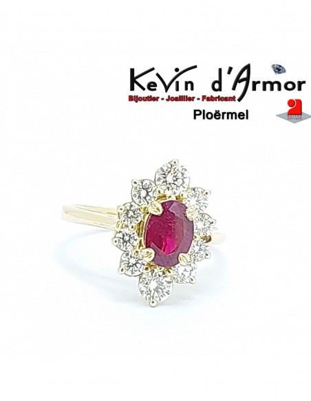 Bague Marguerite Rubis Diamants