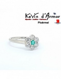 Bague Fleur Emeraude Oxydes de zirconium