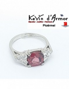 Bague Tourmaline rouge Diamants 2