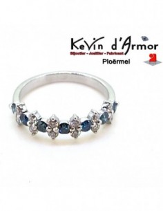Demi Alliance Diamants bleus et blancs