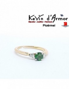 Solitaire accompagné Diopside Diamants