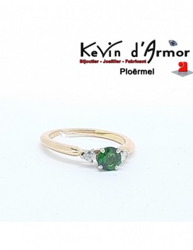 Solitaire accompagné Diopside Diamants