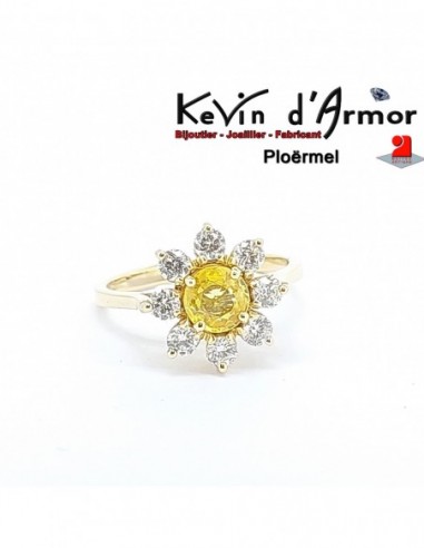 Bague Florale Citrine Oxydes zirconium