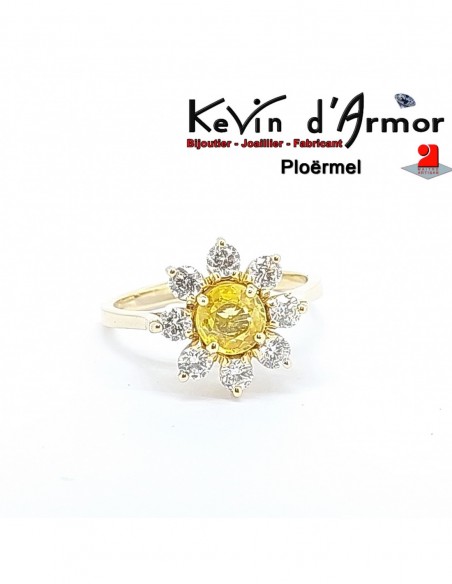 Bague Florale Citrine Oxydes zirconium