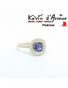 Bague Halo Tanzanite Diamants