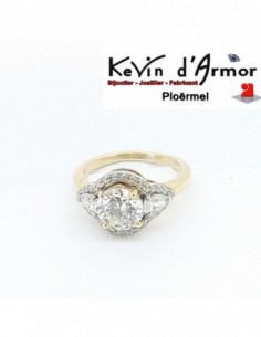Bague Halo bicolore Diamants de synthese