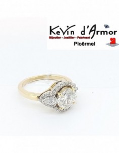 Bague Halo bicolore Diamants de synthese 2