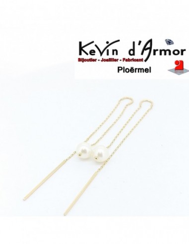 Boucles d'oreilles pendantes Perles blanches