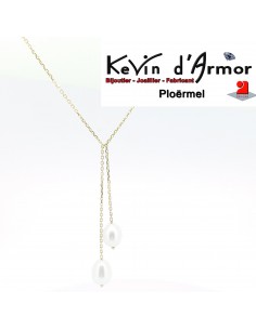Collier cravate Perles blanches