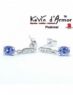 Boucles d'oreille pendantes Tanzanites et Diamants