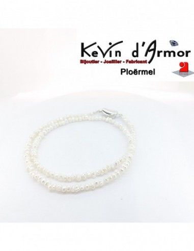 Collier Perles blanches grain de riz