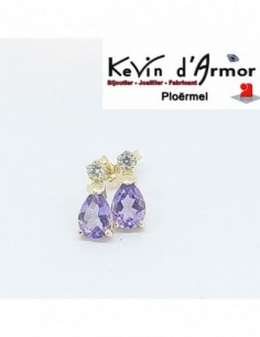 Boucles d'oreilles Améthyste Diamants de synthèse