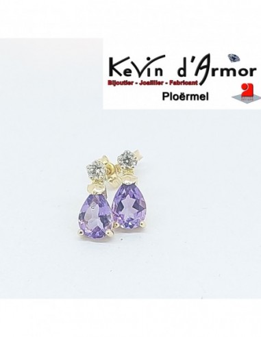 Boucles d'oreilles Améthyste Diamants de synthèse