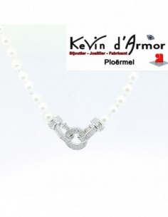 Collier Perles blanches Oxydes de zirconium