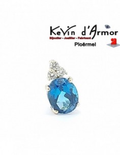Pendentif Topaze London et diamants de synthèse