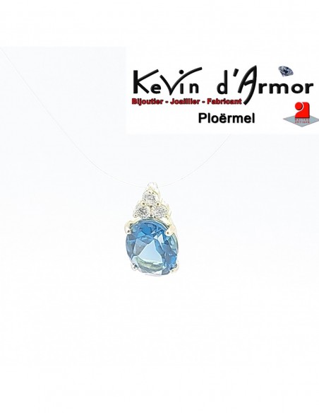Pendentif Topaze London et diamants de synthèse