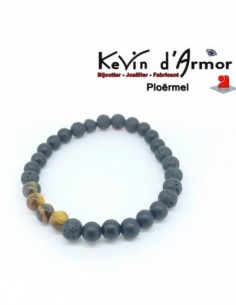 Bracelet pierre de lave, agate et oeil de tigre