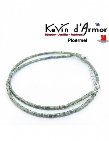 Collier Hématite et acier