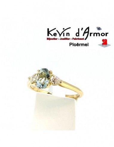 Solitaire accompagné Aigue-marine Oxydes de zirconium