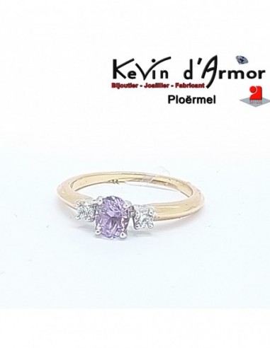 Solitaire accompagné Améthyste Oxydes de zirconium