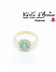 Bague Halo Emeraude Diamants de synthèse 2