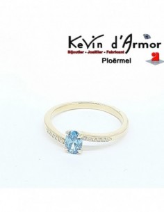 Solitaire accompagné Diamant de synthèse bleu