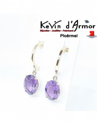 Boucles d'oreilles pendantes Améthystes