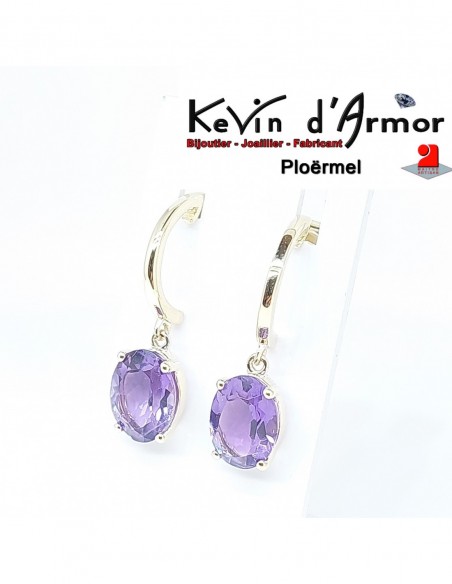 Boucles d'oreilles pendantes Améthystes