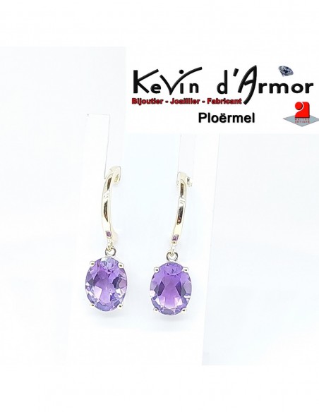 Boucles d'oreilles pendantes Améthystes