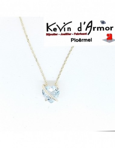 Collier Topaze bleue coeur