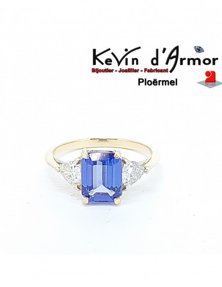 Bague Tanzanite Diamants de synthèse